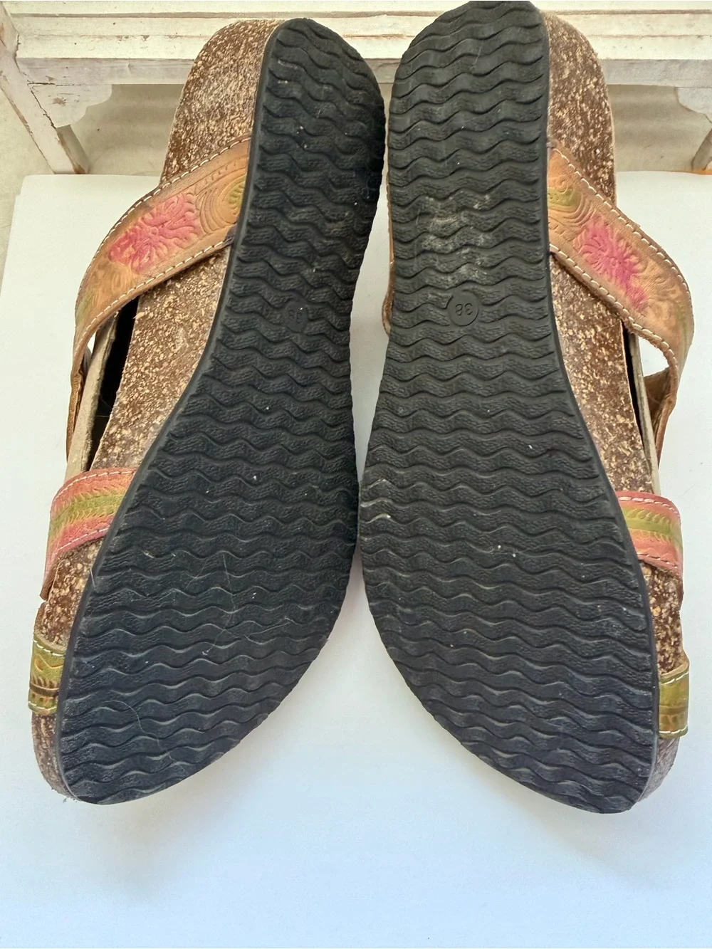 Women's Spring Step L’Artiste Leather Floral Strap Sandals